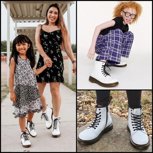 Dr. Marten White Lace-up Boots Shoes - Picture 2 of 16